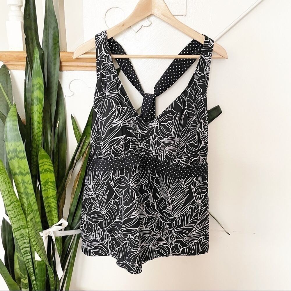 Merona Black white Floral Tankini Swimsuit sz 26W